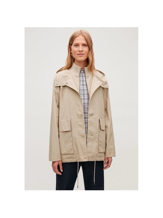 COS Jackets & Blazers - COS layered cotton parka with hood in oatmeal color with two pockets